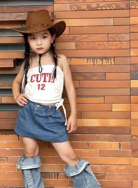 儿童西部牛仔遮阳帽男女小孩舞台表演出夏季防晒成人骑士帽子拍照