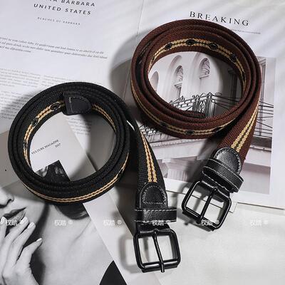 帆布腰带男装饰韩版牛仔裤免打孔