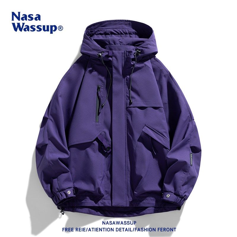 nasawassup潮牌户外夹克外套男款工装连帽机能冲锋衣三合一春秋