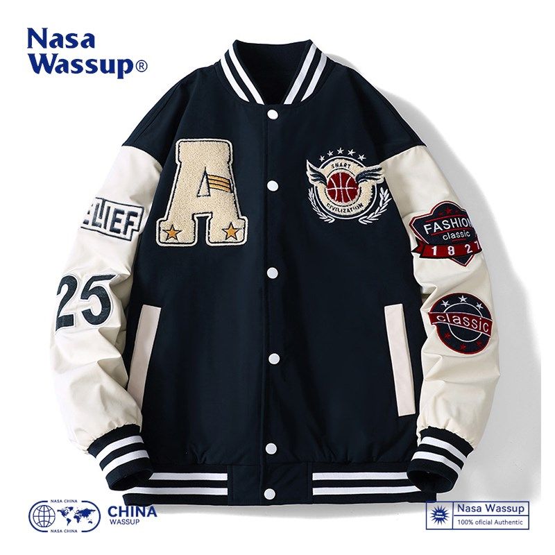 NASA潮牌美式棒球服春秋宽松休闲外套男士oversize学院风