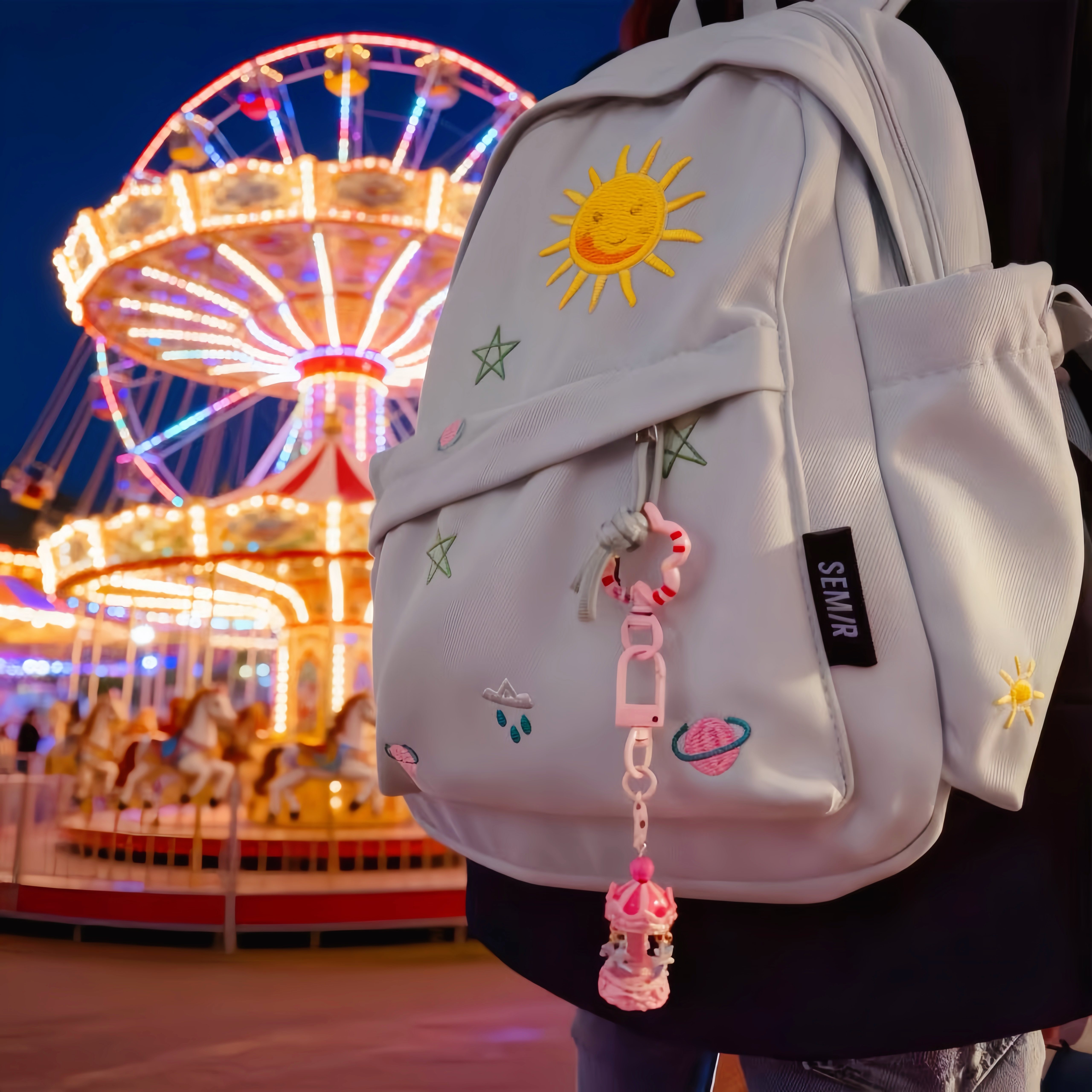 原创可旋转木马挂件3D立体手机挂绳合金小木马包包挂件钥匙扣挂件