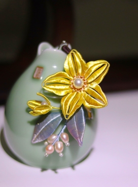 （春天特价）手工缠花花朵胸针汉服古风旗袍胸花配饰饰品可改发夹