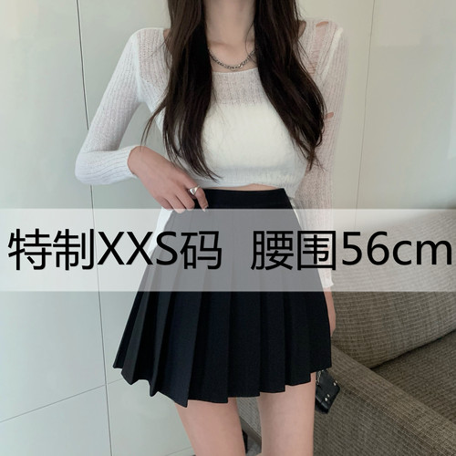 小个子145cm加小码XS高腰百褶裙短裙女150cm学院风a字半身裙子秋
