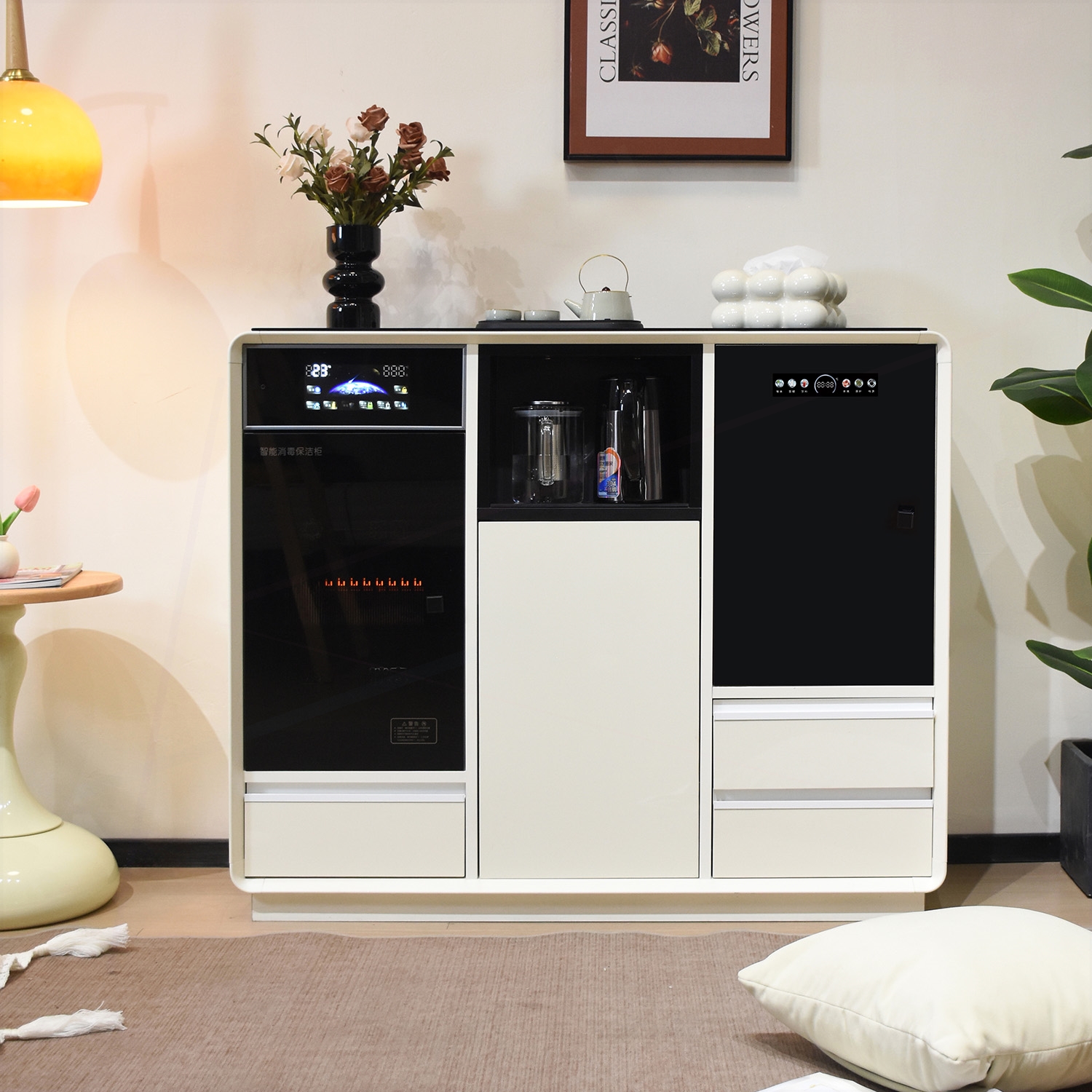 2025新款茶吧机办公室用带冰箱消冷冻冷藏一体家用餐边柜泡茶机毒