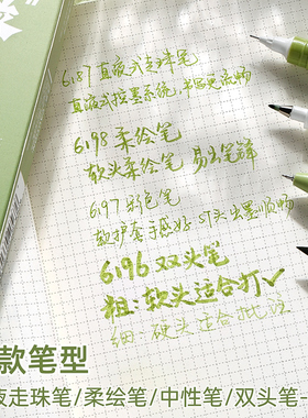 绿色标记笔高颜值学生用书法练字绿笔秀丽笔中性笔速干顺滑彩色笔粗头软头柔绘笔红色批改作业老师专用划重点