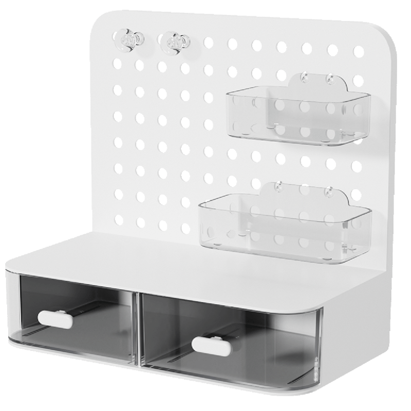 笔筒大容量抽屉式洞洞板带挂钩小卡立牌展示桌面收纳盒笔桶置物架追星书桌改造文具整理ins风办公室工位好物