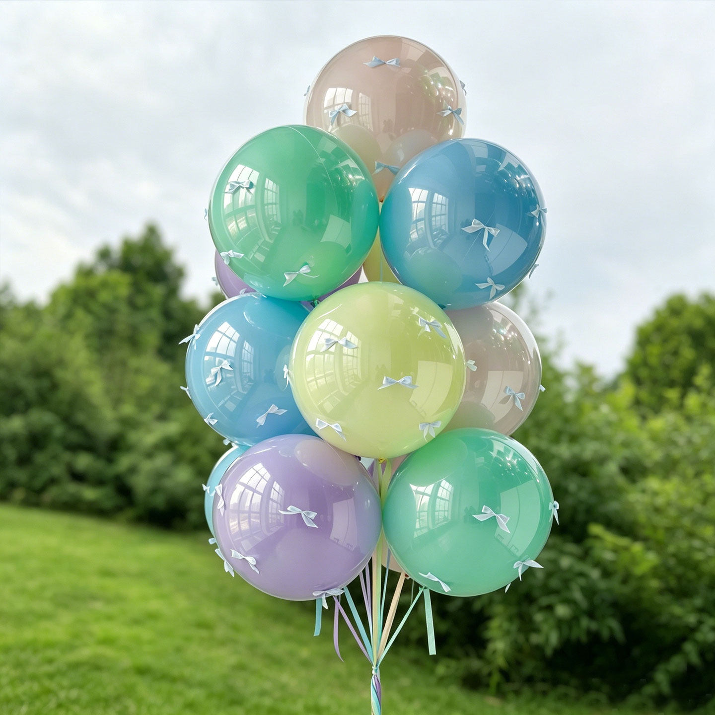 18寸缤纷彩色粉蓝蝴蝶结波波球 生日节日场景布置 拍照氛围感气球图片