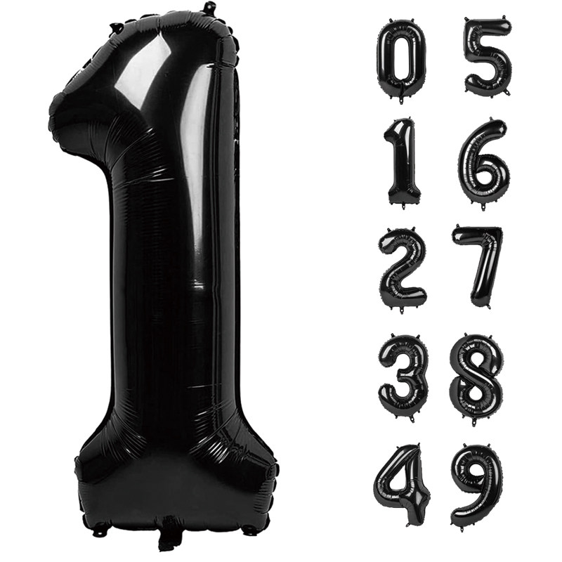 40 英寸(约 101.6 厘米黑色数字铝箔氦气大数字气球生日庆典装饰