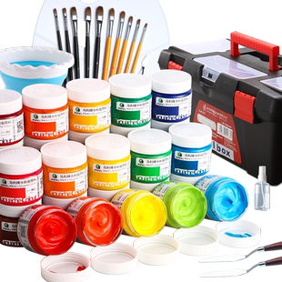 马利水粉颜料套装工具箱全套美术生专用12色100ml补充装小学生练习画画笔色彩初学者24格专业绘画官方旗舰店
