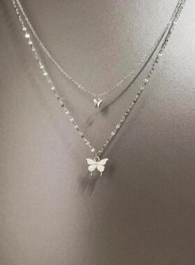 Vintage古着 Diamond twin butterfly项链