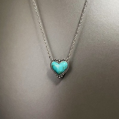 Vintage古着 Heart-shaped Turquoise项链