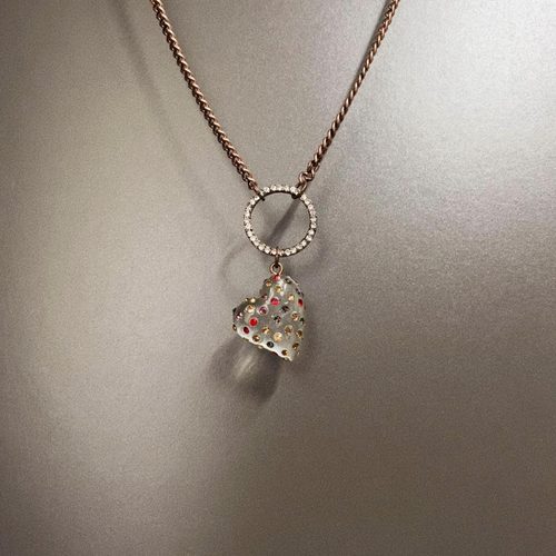 Vintage古着 Medieval peach heart项链