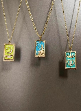 Vintage古着 Oil drip tarot card项链