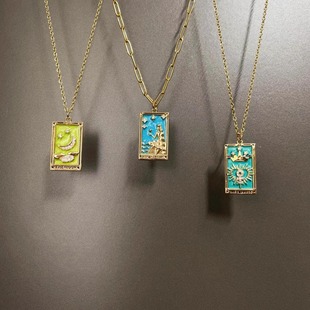 tarot drip card项链 Oil Vintage古着