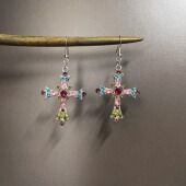 petal Vintage古着 Pink cross耳饰