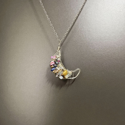 Vintage古着 Colorful crescent moon项链