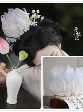 新款汉服配饰发冠仙气羽毛头饰