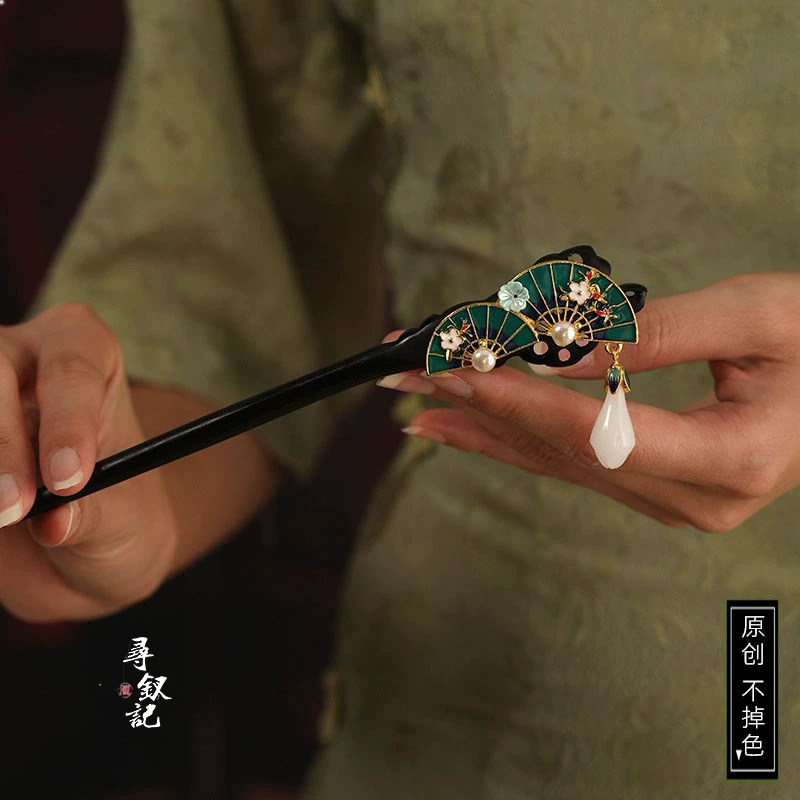 古风黑檀木发簪盘发木簪子国风汉服步摇手工发饰高级感古代钗子女