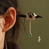 原创新款 国风精致莲花流苏檀木发簪小众设计感日常盘发簪时尚 头饰