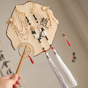 国风新中式铜钱荷花方牌耳挂古装汉服配饰古风黑红百搭长流苏耳饰