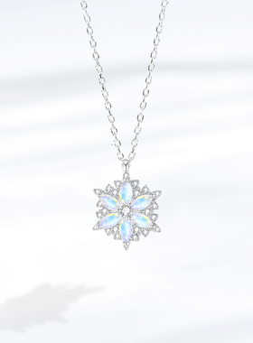 【免费刻字】冰雪之恋纯银项链女锁骨链雪花简约圣诞礼物送女友