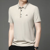 新款 中青年薄款 冰丝男士 polo衫 商务休闲舒适透气翻领T恤 短袖 夏季