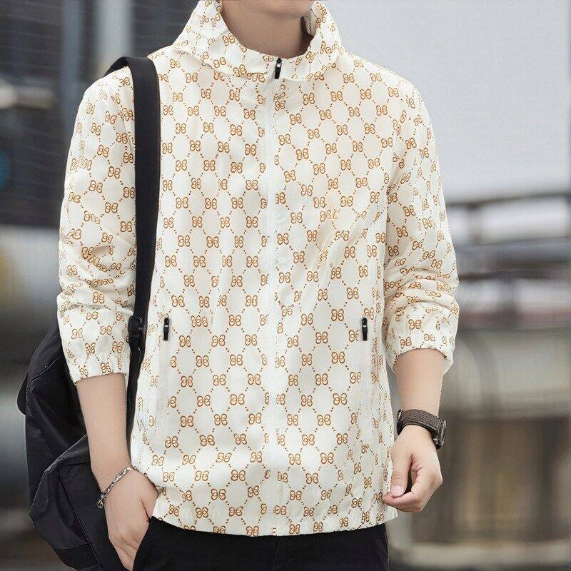 男士防晒衣新款青年印花外套防紫外线百搭宽松户外薄款冰丝钓鱼服