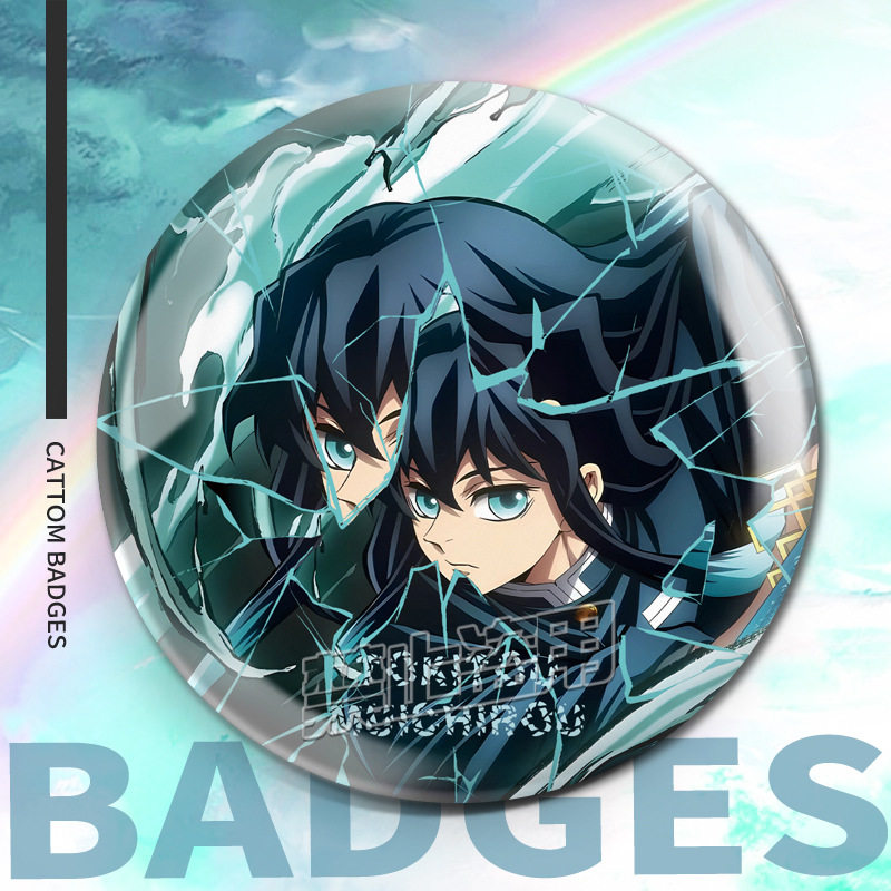 鬼灭之刃吧唧周边吧唧反光加厚谷子徽章时透无一郎富冈义勇蝴蝶忍