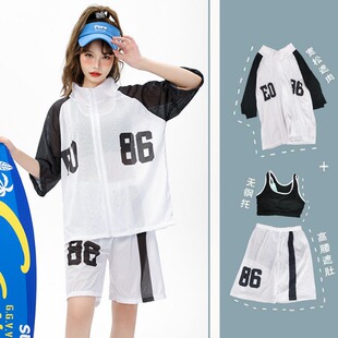 泳衣女夏2025年新款 分体平角保守三件套微胖遮肉显瘦防晒学生 爆款