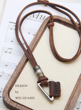 日系复古几何图形牛皮绳毛衣款