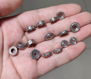 S925纯银盘缠隔片珠DIY编绳手链项链隔珠配件材料100元包邮281 5