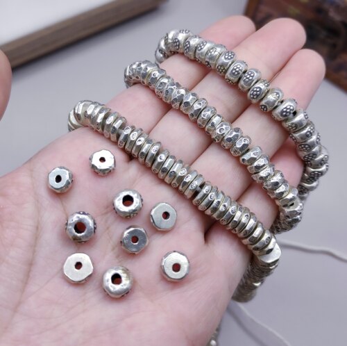 泰国清迈手工银隔片手链项链配件diy材料串珠配饰100元包邮292 8