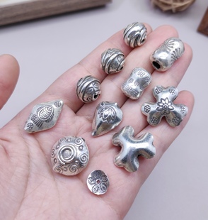 773 泰国清迈手工银手链项链螺纹配件diy手作串珠材料100元 包邮