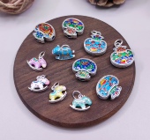 S925 633 990纯银精工烧蓝木马手链项链配件手作材料100元 包邮