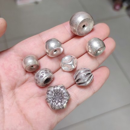 泰国清迈手工银车轮珠手链项链配件diy手作材料配饰100包邮36 7