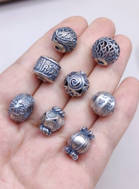 S925纯银做旧手链项链配件diy手作串珠材料配饰100元包邮558 4