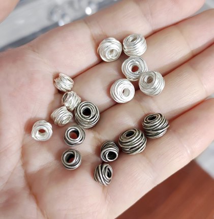 泰国清迈手工银毛线球配件手链项链diy配饰材料100元包邮242 7