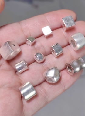 S925纯银手工白色光面diy手链项链配件串珠材料100元包邮319 4