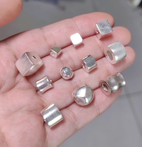 S925纯银手工白色光面diy手链项链配件串珠材料100元包邮319 2