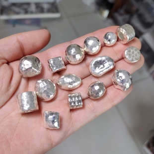 S925手工纯银锤纹白色手链项链配件diy串珠材料100元包邮317 8