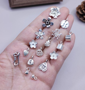 泰国清迈手工银花朵手链项链配件吊坠diy手作材料100元包邮611 0