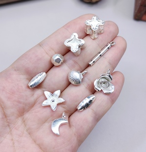 632 泰国清迈手工银手链项链月亮配件diy手作串珠材料100元 包邮