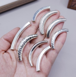 819 S925纯银白色手工银管弯管手链项链配件diy材料100元 包邮