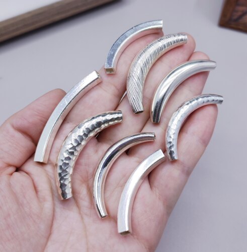 纯银S925白色手工银管弯管手链项链配件diy材料100元包邮819 2