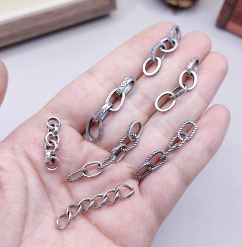S925纯银做旧手链项链散链延长链diy手作材料配件100元包邮674 3