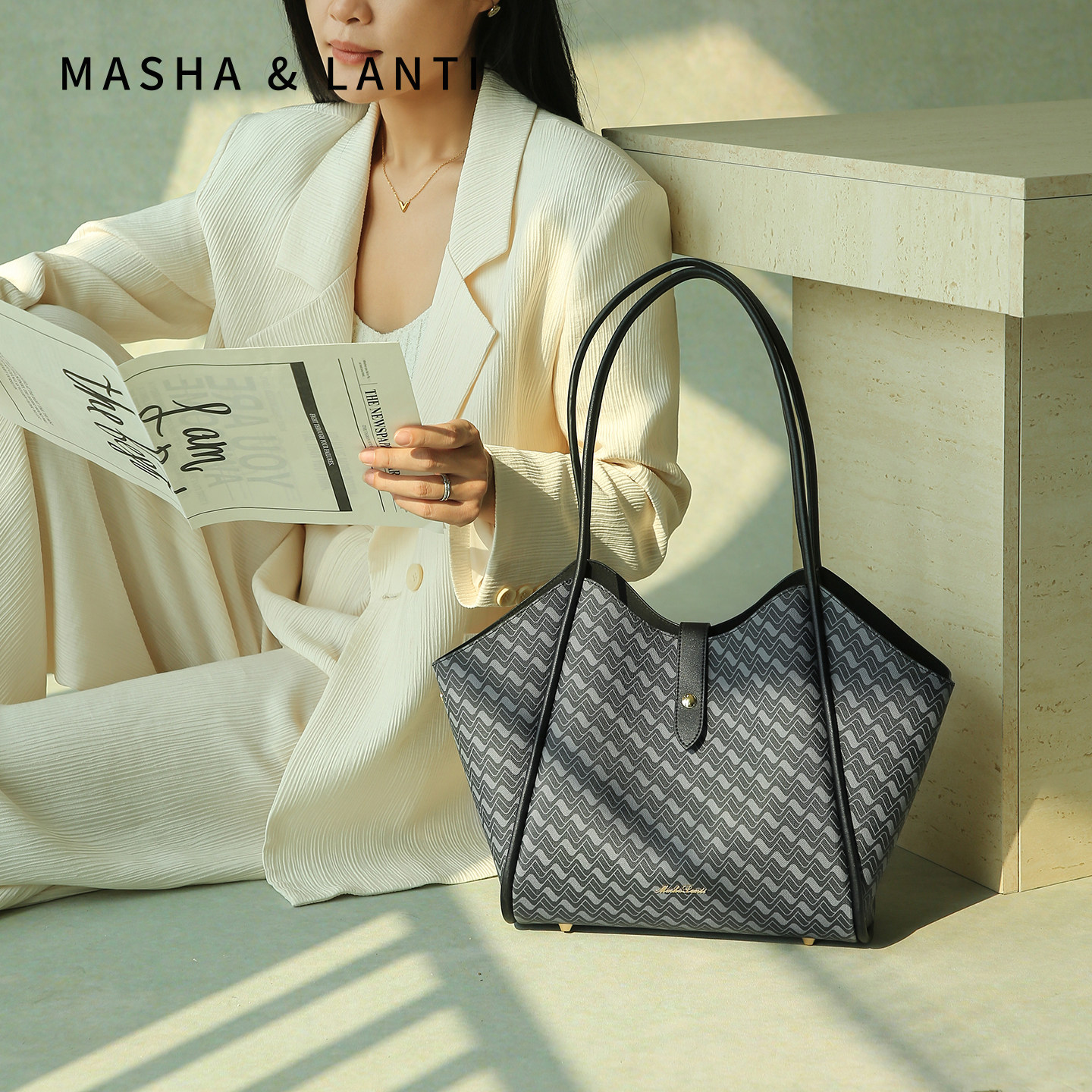 马莎兰缇【越过山海】浪峰包 2026新款轻奢高级大容量通勤托特包,箱包皮具/热销女包/男包,托特包,淘宝优惠券,粉丝福利购,淘宝优惠卷