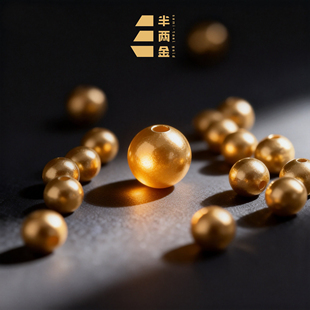 【半两金】足金999小金珠古法珠光面转运猫眼珠DIY散珠配件手串K