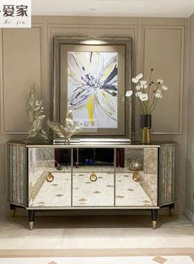 art家具埃弗利玄关柜美式乡村实木仿古玻璃入户鞋柜定制