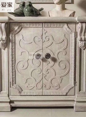 art家具建筑复兴玄关柜美式乡村实木复古雕花餐边柜法式鞋柜定制