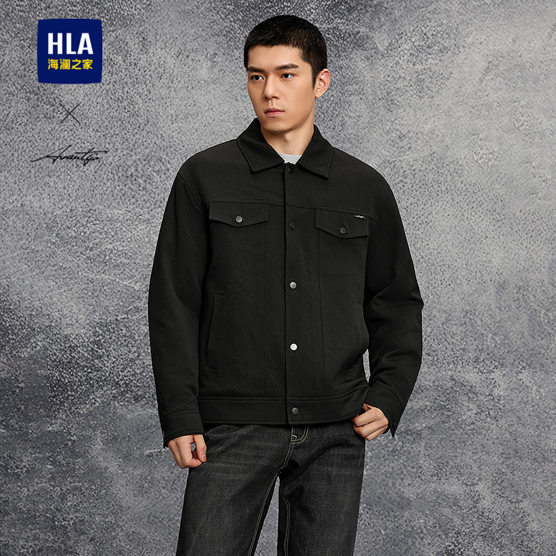 海澜之家翻领简约个性时尚棉服男